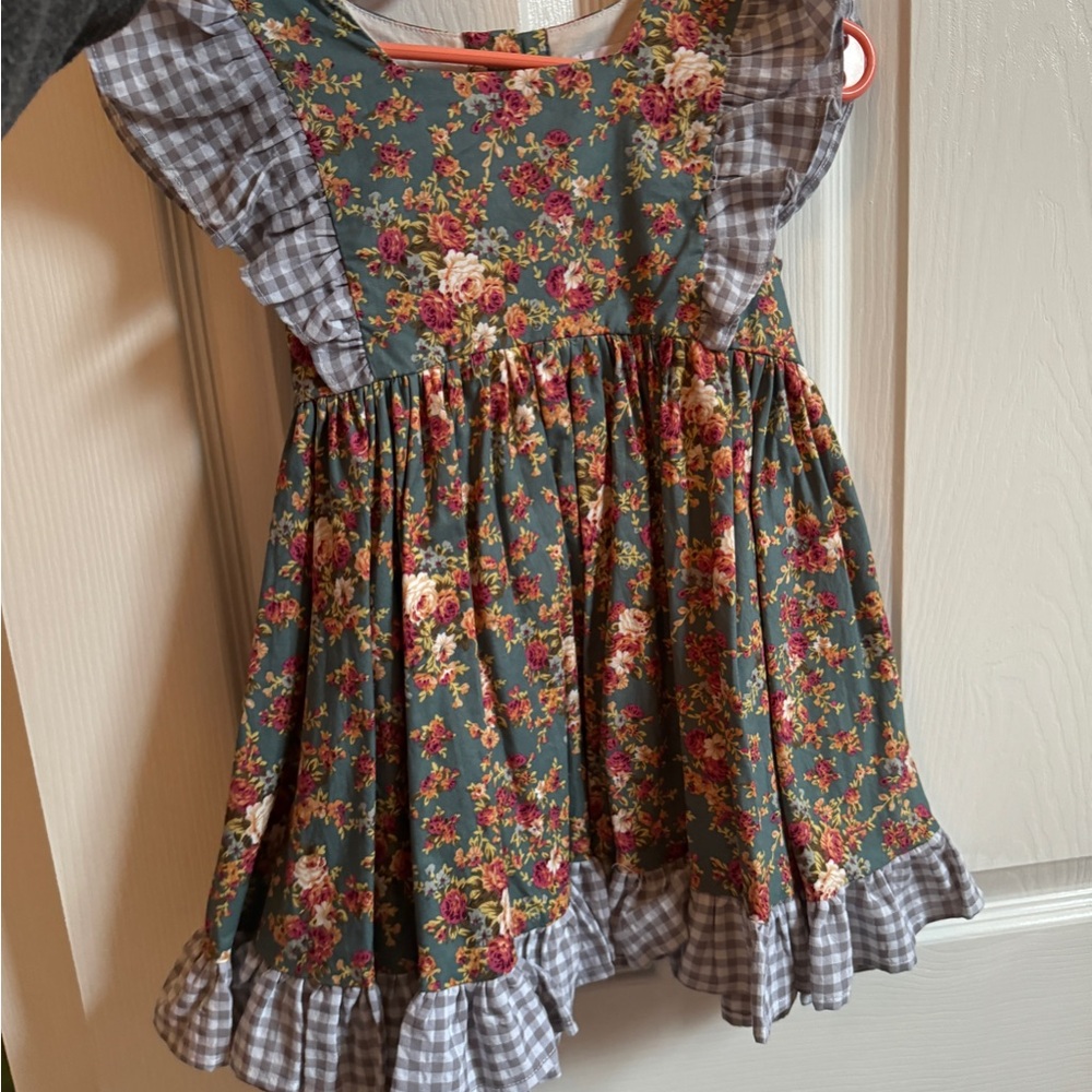 Floral Kids Dress with Ruffle Sleeves